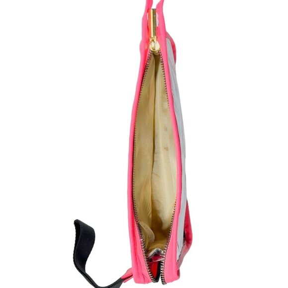 Women's Clear Vinyl Coral Reef / Floral Print Zippered Pouches Black Wrist Strap - Picture 9 of 11